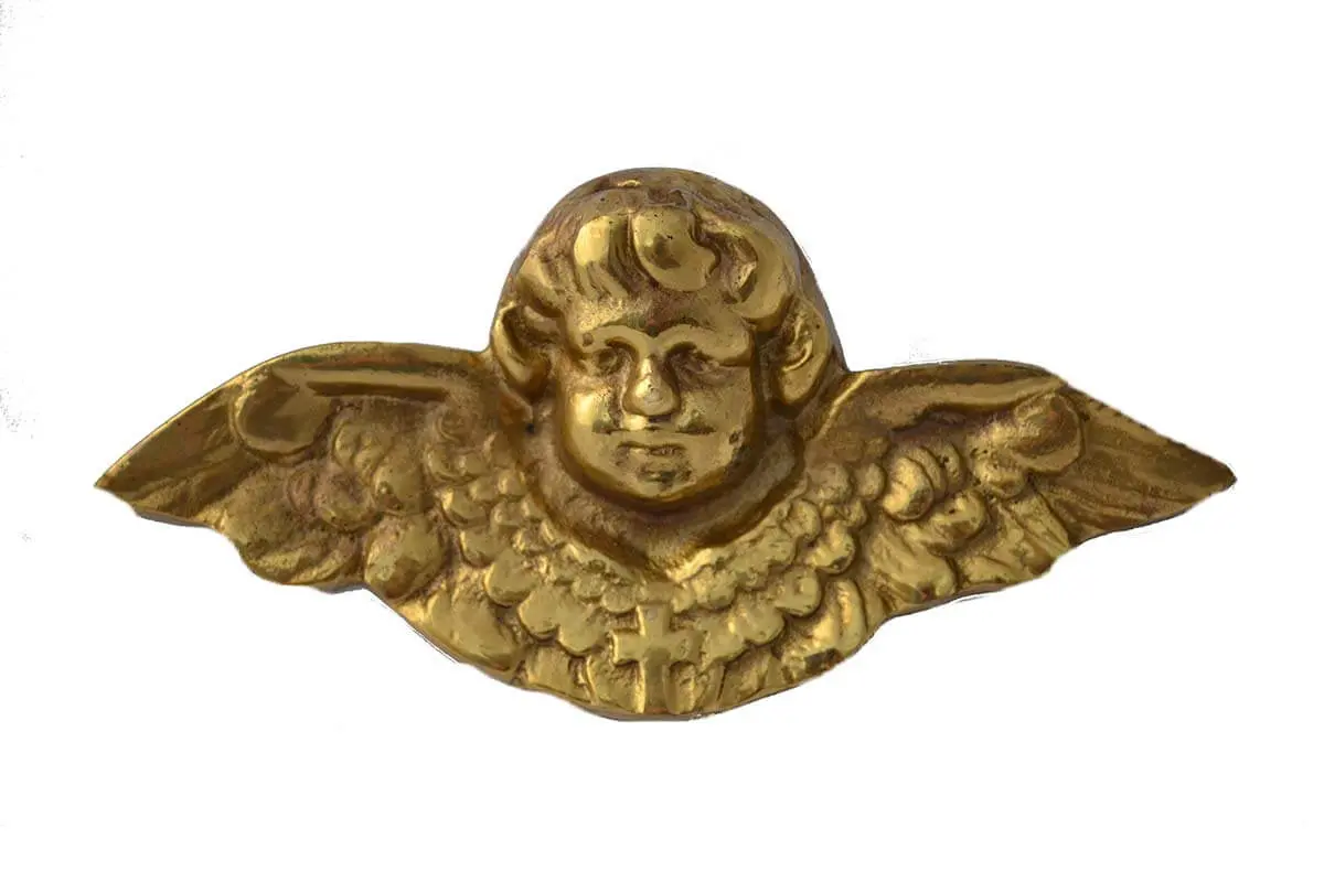 Akcesoria nagrobkowe - złota głowa aniołka